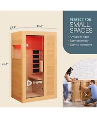 Lifepro RejuvaCure Far Infrared Sauna with Red Light, Bluetooth & Chromotherapy – 1-Person Indoor Home Sauna Box with 7 Carbon Heaters & Canadi