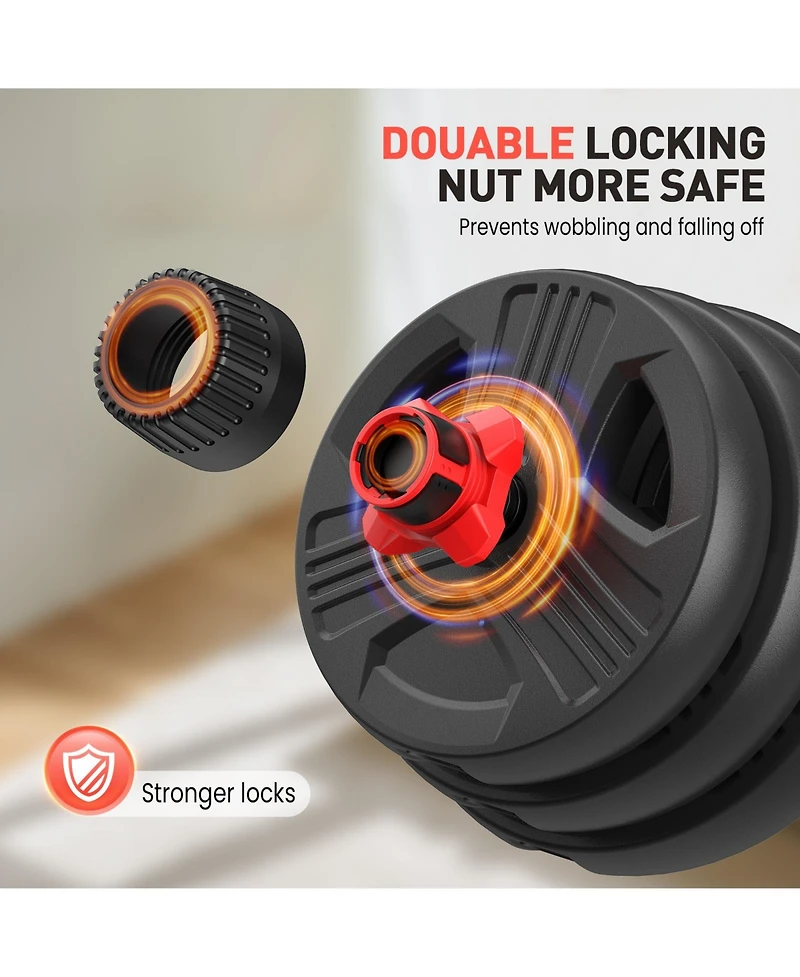 Fed Fitness Adjustable Dumbbells Set, 40LB (20 Lb Pair) Free Weight Set with Connector, 2 in 1 Dumbbells Set Used as Barbell, Kettlebells