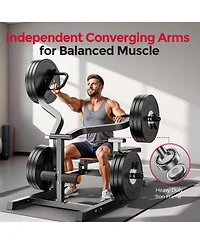 Fed Fitness 3-Grip U-Handle Chest Press Machine, 1250LBS Independent Converging Arms, 14-Position Adjustable Bench for Upper Body Workout