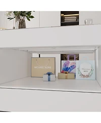 Homsee Modern 63 Inch 14-Drawer Island Cabinet - 4mm Tempered Glass | Laminate Finish