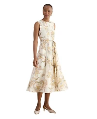 Hobbs London Women's Uma Linen Blend Midi Dress