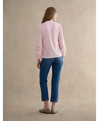 Hobbs London Women's Lucilla Pintuck Mandarin Collar Blouse