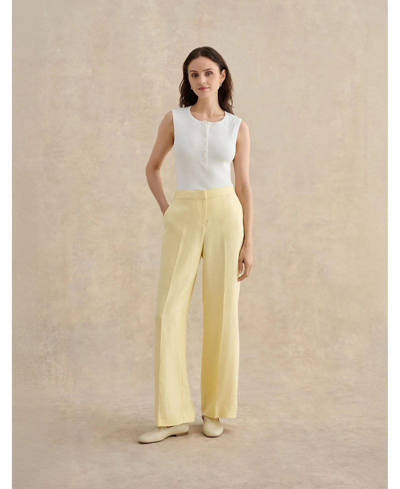 Hobbs London Women's Adalee High-Waist Linen Trousers