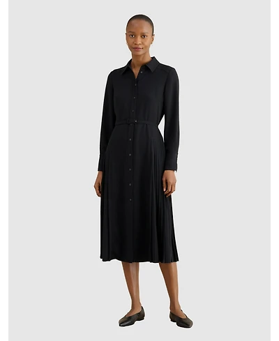 Hobbs London Women's Ginny Belted Pleated Midi Shirt Dress