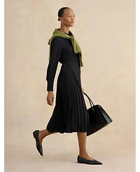 Hobbs London Women's Ginny Belted Pleated Midi Shirt Dress