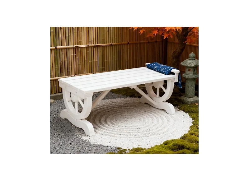 flynama 2-Person Wooden Wagon Wheel Outdoor Bench, 550 lbs