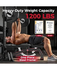 Fed Fitness Adjustable Weight Bench 1200LBS, Incline Flat Decline Bench for Home Gym, Full Body Strength Training
