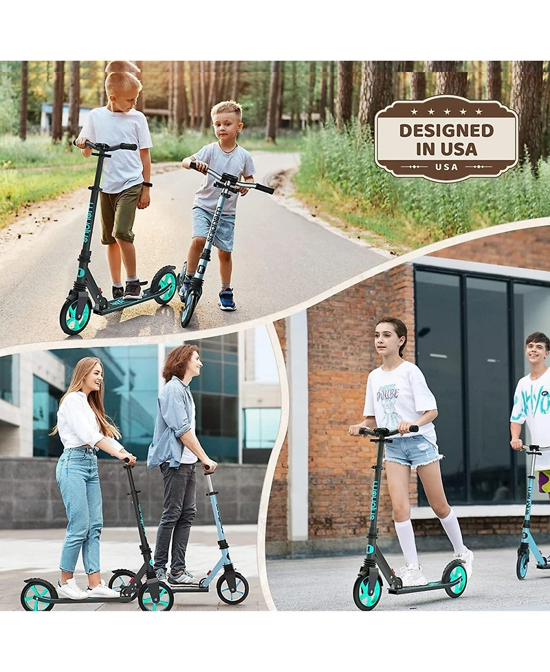 Fed Fitness Foldable Kick Scooter for Teens, 4-Level Adjustable Height, ABEC9 Bearing, 240LBS Capacity, Suitable for Ages 6+