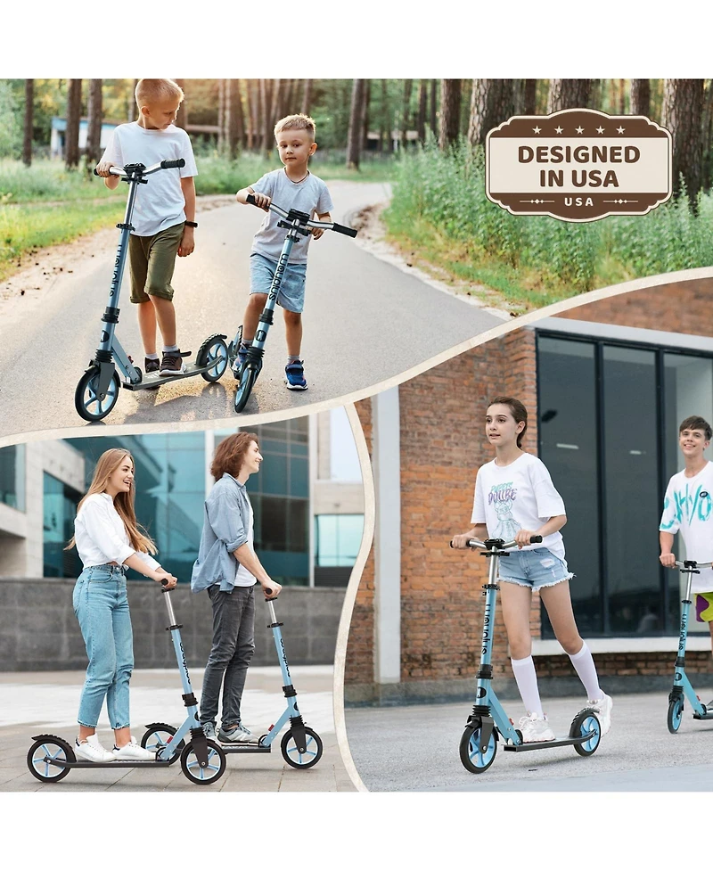 Fed Fitness Foldable Kick Scooter for Teens, 4-Level Adjustable Height, ABEC9 Bearing, 240LBS Capacity, Suitable Ages 6+