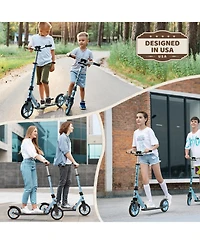 Fed Fitness Foldable Kick Scooter for Teens, 4-Level Adjustable Height, ABEC9 Bearing, 240LBS Capacity, Suitable Ages 6+