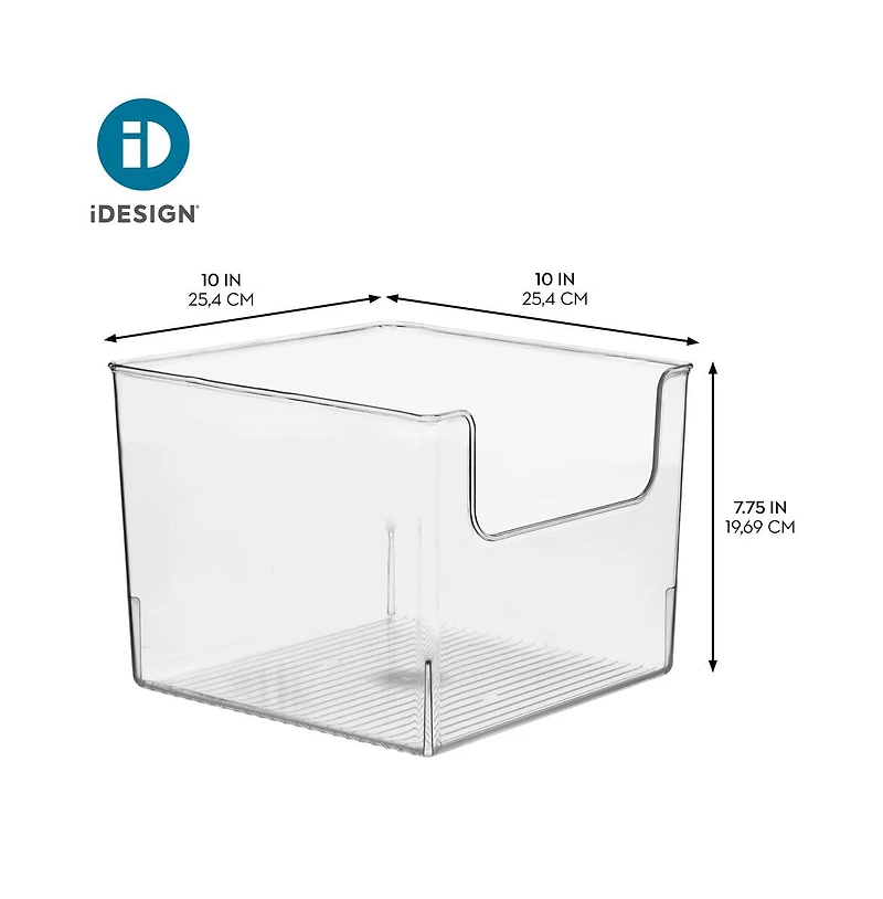 iDesign Open-Front Storage Bin, Set of 4, Clear, Made in Usa