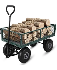 Gaomon Heavy Duty Steel Garden Cart Folding Utility Wagon 500 lbs Capacity with Removable Liner and Pneumatic Tires for Gardens Lawns