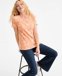 Style & Co Women's Printed Short-Sleeve Scoop-Neck Top, Macy's Exclusive