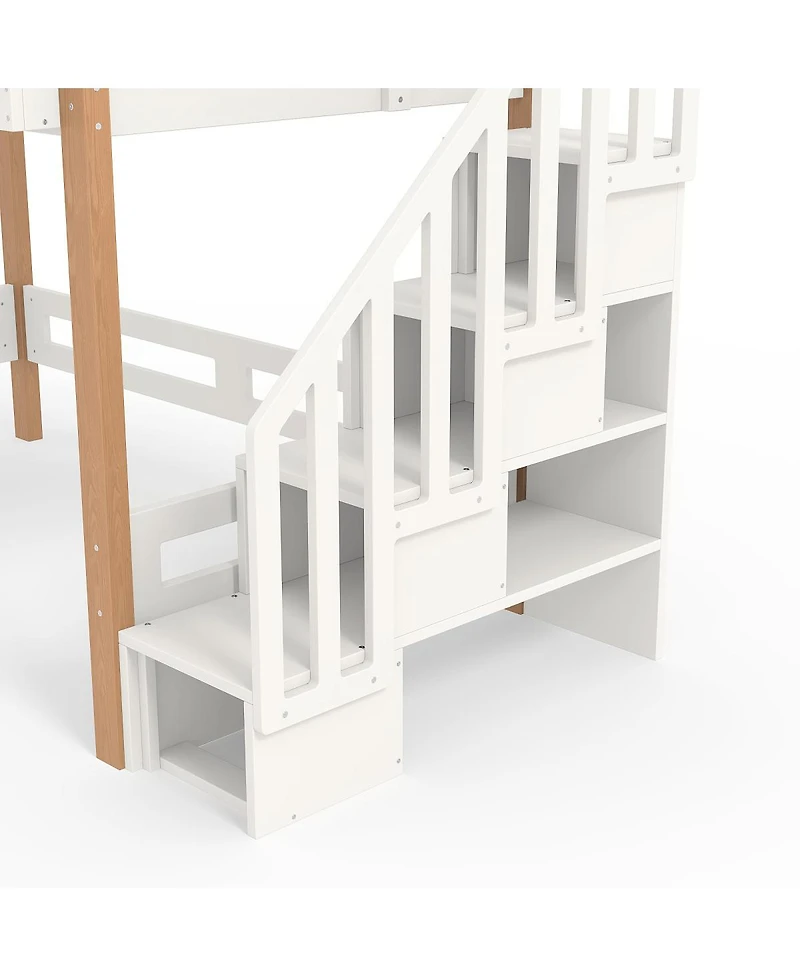 Streamdale Furniture Streamdale Twin Loft Bed with Storage Shelves and Clothes Hook