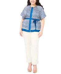 Vince Camuto Plus Crewneck Flutter-Sleeve Blouse
