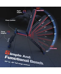 Fed Fitness Foldable Weight Bench with 2 Resistance Bands, 8 Backrests Fast Adjustable Fid for Home Gym Full Body Workout