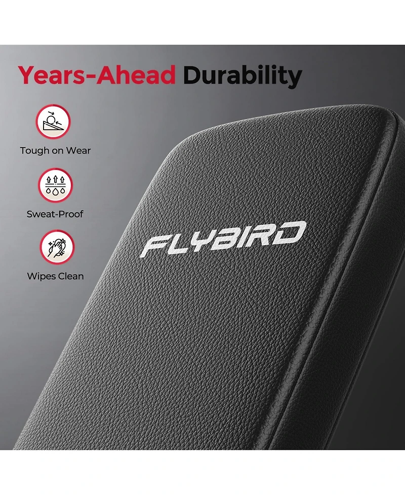 Fed Fitness WB5 800LBS Astm-Certified Flybird WB5 Weight Bench, Foldable Fid Adjustable Workout Bench with 30in Extended Backrest