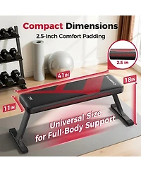 Fed Fitness Foldable Flat Weight Bench For Home Gym, Sturdy Strength Training Workout Bench