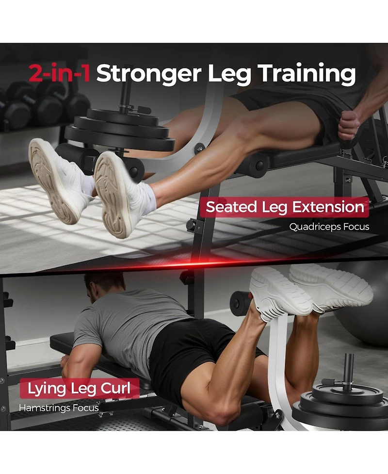 Fed Fitness Olympic Adjustable Weight Bench, 39IN Rack Width with Bench Press Rack, Leg Extension and Leg Curl, Multi-Functional Workout Equipment