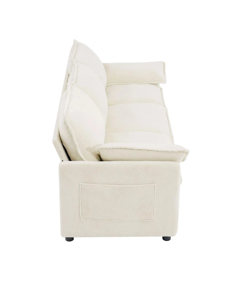 Streamdale Furniture Modern 3-Seater Plush Upholstered Sofa with Side Storage