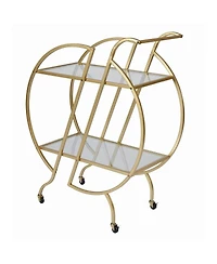 Streamdale Furniture Rolling Bar Cart with 2 Mirrored Shelves and Lockable Wheels