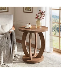 Slickblue Round End Table with Storage for Small Spaces