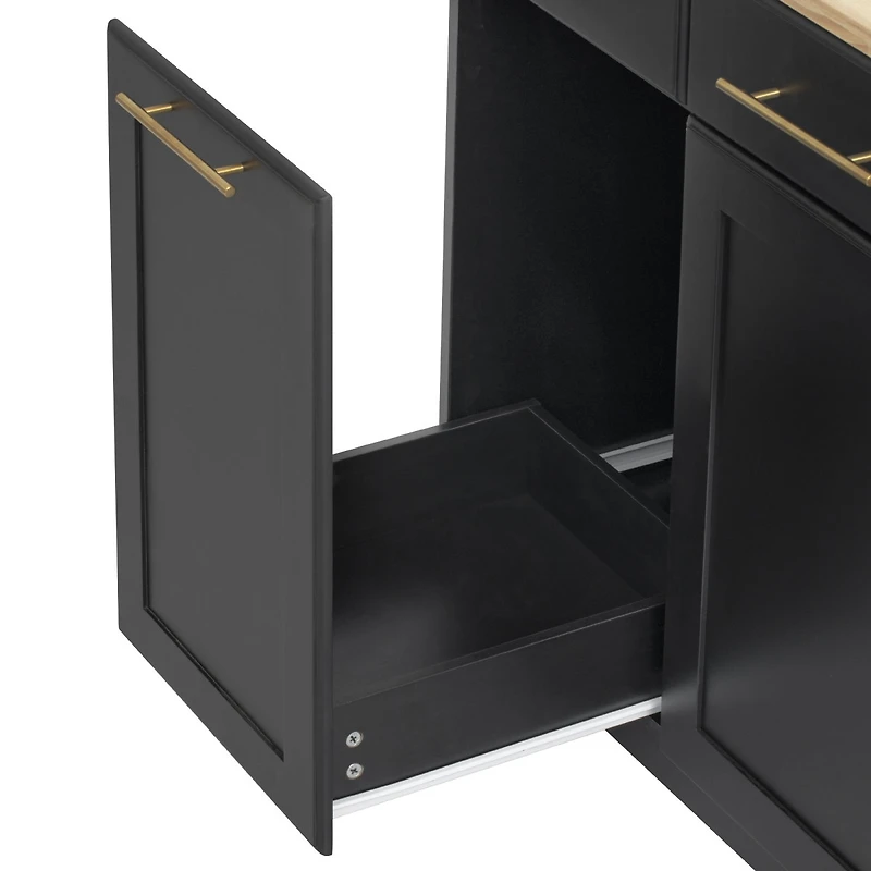 Streamdale Furniture 59.3inch Rolling Kitchen Island with Drop Leaf, Storage, and Power Outlet