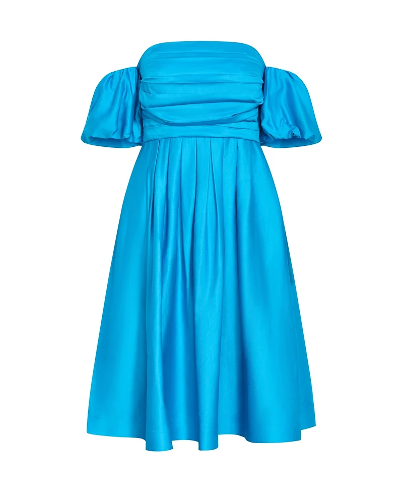 City Chic Women's Rosalee Puff Sleeve Midi Dress