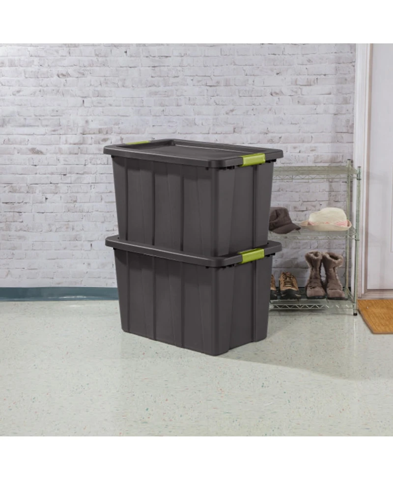 Sterilite 30 Gal Latching Tuff1 Stackable Storage Tote Bin w/ Latch Lid, 4 Pack