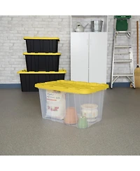 Sterilite Industrial Storage Box with Carrying Handles, 27 Gal, Yellow, 4 Pack