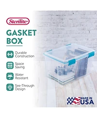 Sterilite -Qt Clear Plastic Stackable Storage Bin w/ Gasket Latch Lid