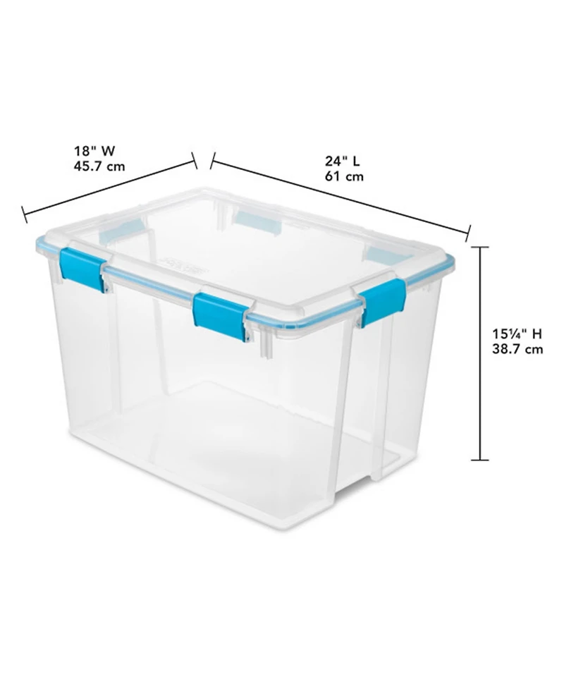 Sterilite 80-Qt Clear Plastic Stackable Storage Bin w/ Gasket Latch Lid, 8 Pack