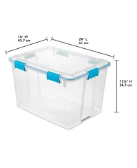 Sterilite 80-Qt Clear Plastic Stackable Storage Bin w/ Gasket Latch Lid, 8 Pack