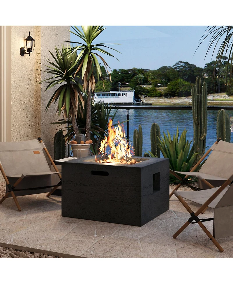 Streamdale Furniture 24 inch Square Propane Fire Pit Table Set with Tank Cover and Accessories
