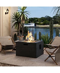 Streamdale Furniture 24 inch Square Propane Fire Pit Table Set with Tank Cover and Accessories