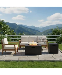 Streamdale Furniture 24 inch Square Propane Fire Pit Table Set with Tank Cover and Accessories