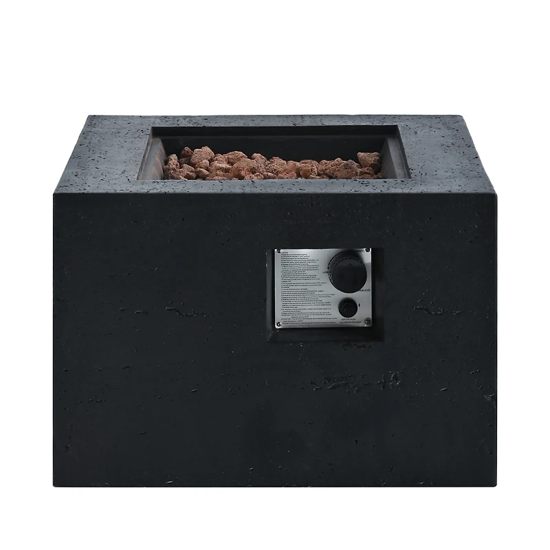 Streamdale Furniture 24-Inch Square Propane Fire Pit Table with 40,000 Btu and Accessories