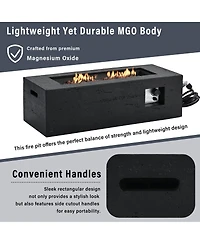 Streamdale Furniture 41.9" Rectangular 40,000 Btu Propane Fire Pit with Cover and Lava Rocks