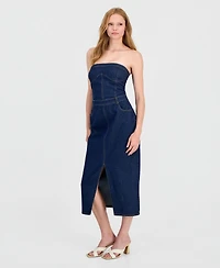 Bar Iii Women's Denim Corset Midi Dress, Macy's Exclusive