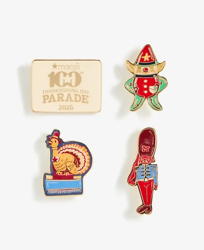 Macy's 100th Thanksgiving Day Parade 2026 Tom Turkey 4-Pc Pin Set, Macy's Exclusive