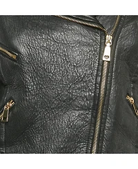 Pre-Owned Love Moschino Women's Black Spider Web Print Leather Riders Jacket