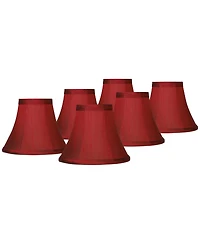 Springcrest Set of 6 Bell Lamp Shades Faux Silk Small High Candelabra Clip-On Fitting