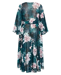 City Chic Women's Jade Blossom Long Sleeve Maxi Dress