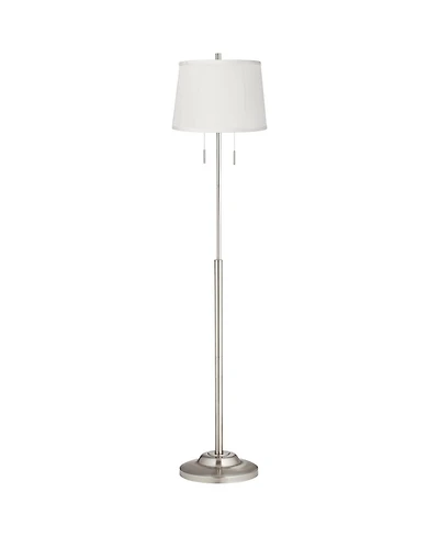 360 Lighting Abba Modern Floor Lamp Standing 66" Tall Brushed Nickel Fabric Tapered Drum Shade for Living Room Bedroom Office House Home