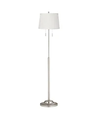 360 Lighting Abba Modern Floor Lamp Standing 66" Tall Brushed Nickel Fabric Tapered Drum Shade for Living Room Bedroom Office House Home