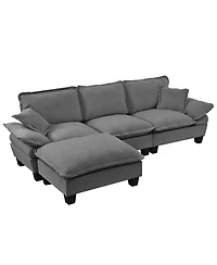 Streamdale Furniture Modular L-Shape Cloud Sofa with Ottoman and Pillows