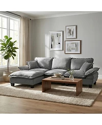 Streamdale Furniture Modular L-Shape Cloud Sofa with Ottoman and Pillows