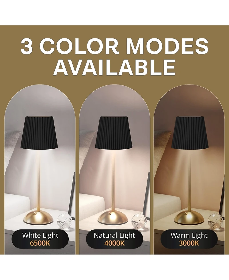 Bell + Howell Rechargeable Solar Tight Pleated Design Portable Indoor Outdoor Led Dimmable Modes Table Lamp
