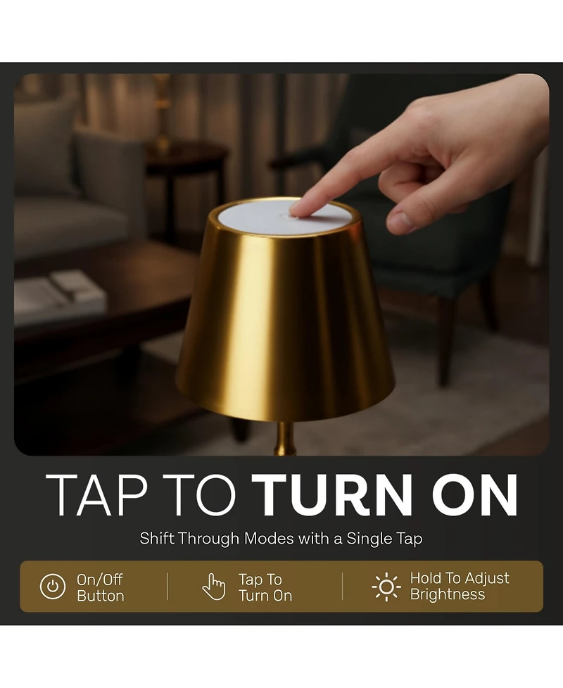Bell + Howell Bamboo Rechargeable Touch Control Led Table Lamp Cordless Portable Dimmable Light
