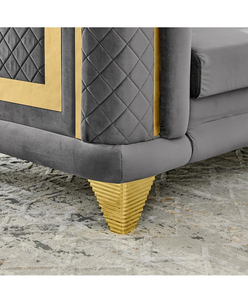 Streamdale Furniture 2 pieces Luxury Velvet Sofa Set with Gold Trim, 3-Seater and Loveseat